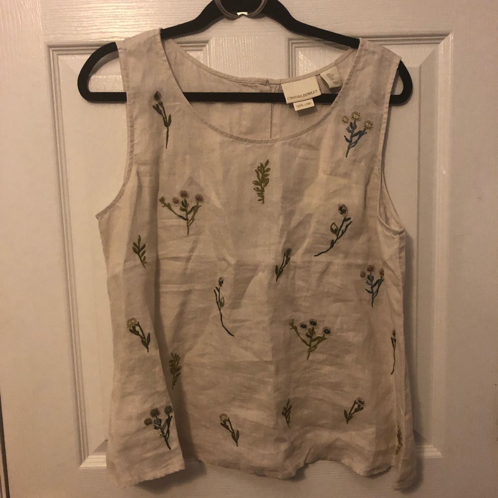 Cynthia Rowley Linen Embroidered Top
